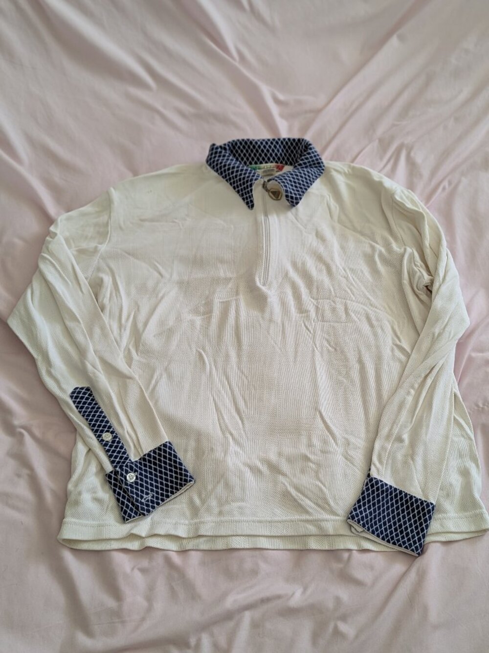 Diesel White Patterned Collar 1/4 Zip Pullover